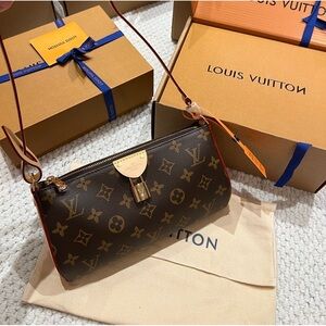 Louis Vuitton Brown Monogram Canvas Shoulder Pochette with Red Trim